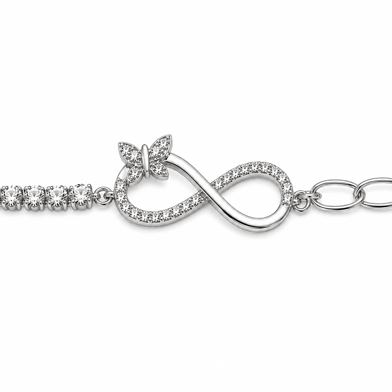 Infinity Butterfly CZ Adjustable Bracelet