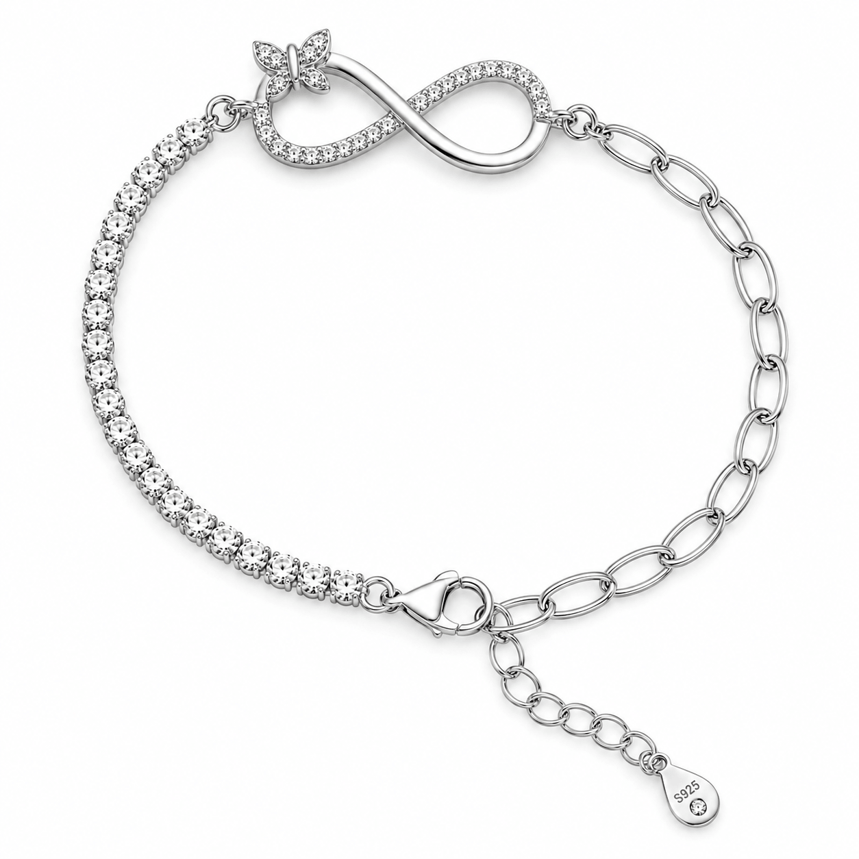 Infinity Butterfly CZ Adjustable Bracelet