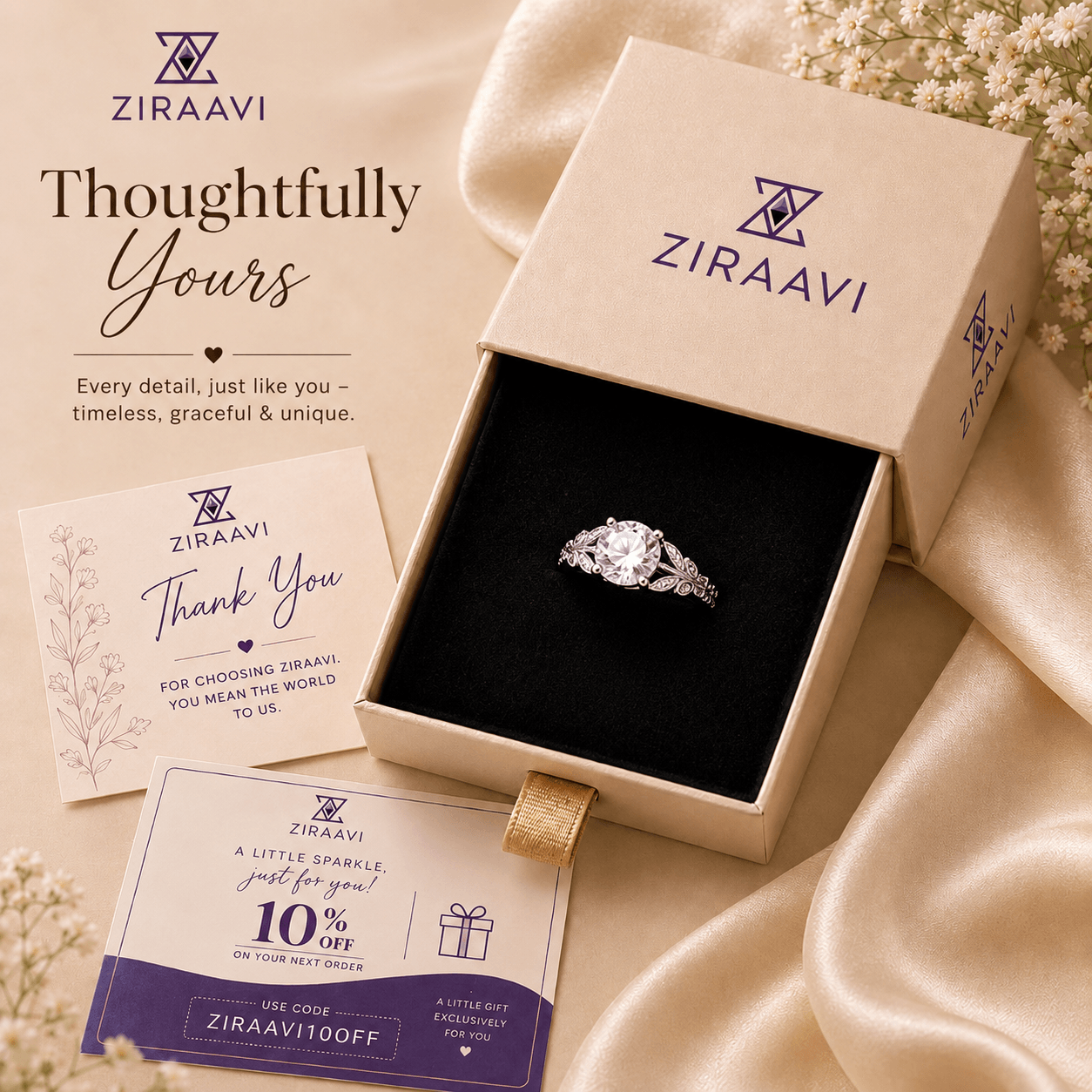 Leaf Solitaire Ring