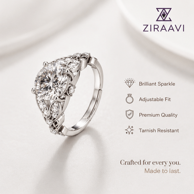 Leaf Solitaire Ring