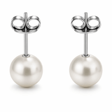 Minimal Pearl Stud Earrings Silver Tone Classic Everyday Elegant Jewellery