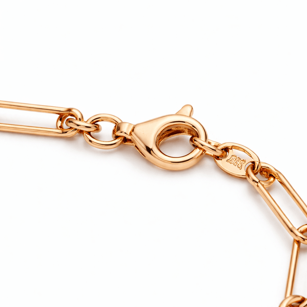 Minimal Rose Gold Tone Paperclip Chain Anklet with Modern Link Design