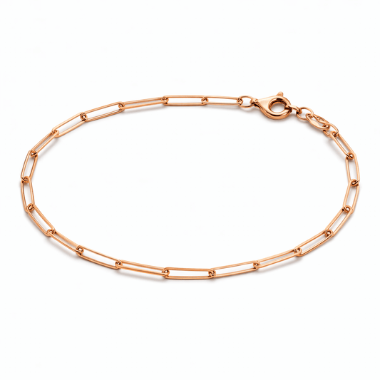 Minimal Rose Gold Tone Paperclip Chain Anklet with Modern Link Design