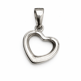 Minimal Silver Tone Open Heart Pendant with Sleek Classic Love Design