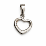 Minimal Silver Tone Open Heart Pendant with Sleek Classic Love Design