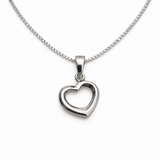 Minimal Silver Tone Open Heart Pendant with Sleek Classic Love Design