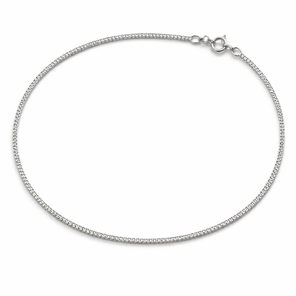Minimal Silver Tone Sleek Chain Anklet with Secure Clasp Closure