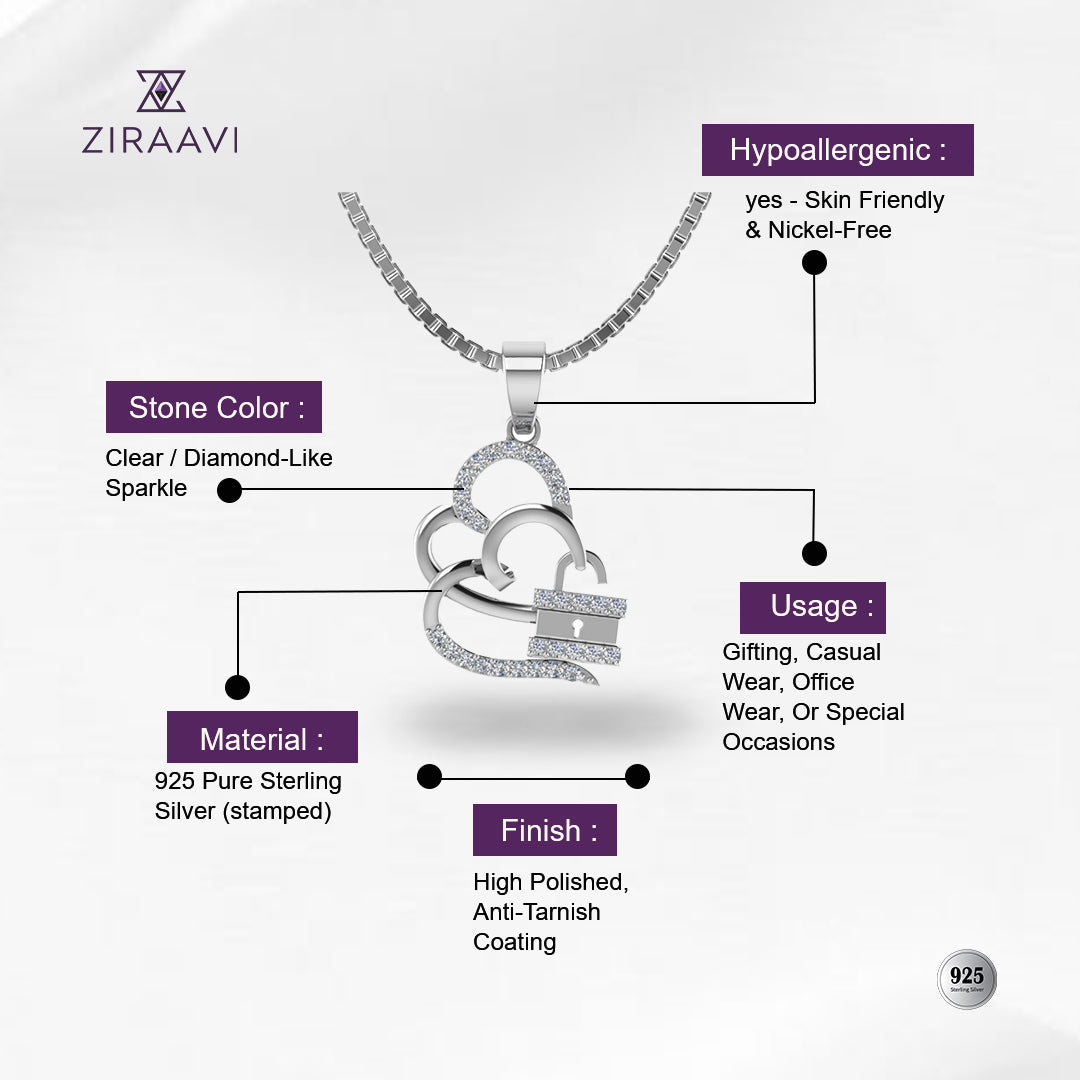Lovely Loyal Double Heart 925 Sterling Silver Necklace for Girls