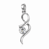 Silver Tone Abstract Swirl Pendant Round Crystal Minimal Elegant Jewellery