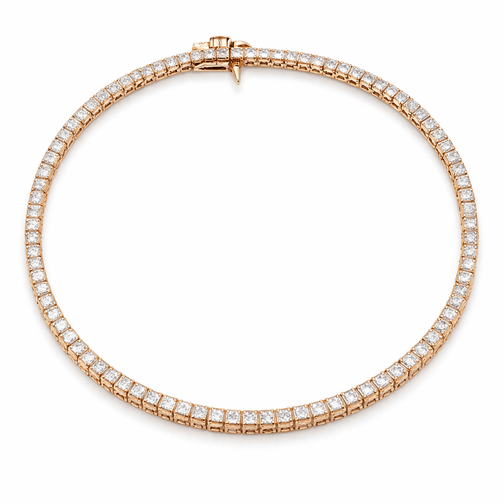 Premium Gold Tone Tennis Bracelet with Sparkling CZ Stone Line Design