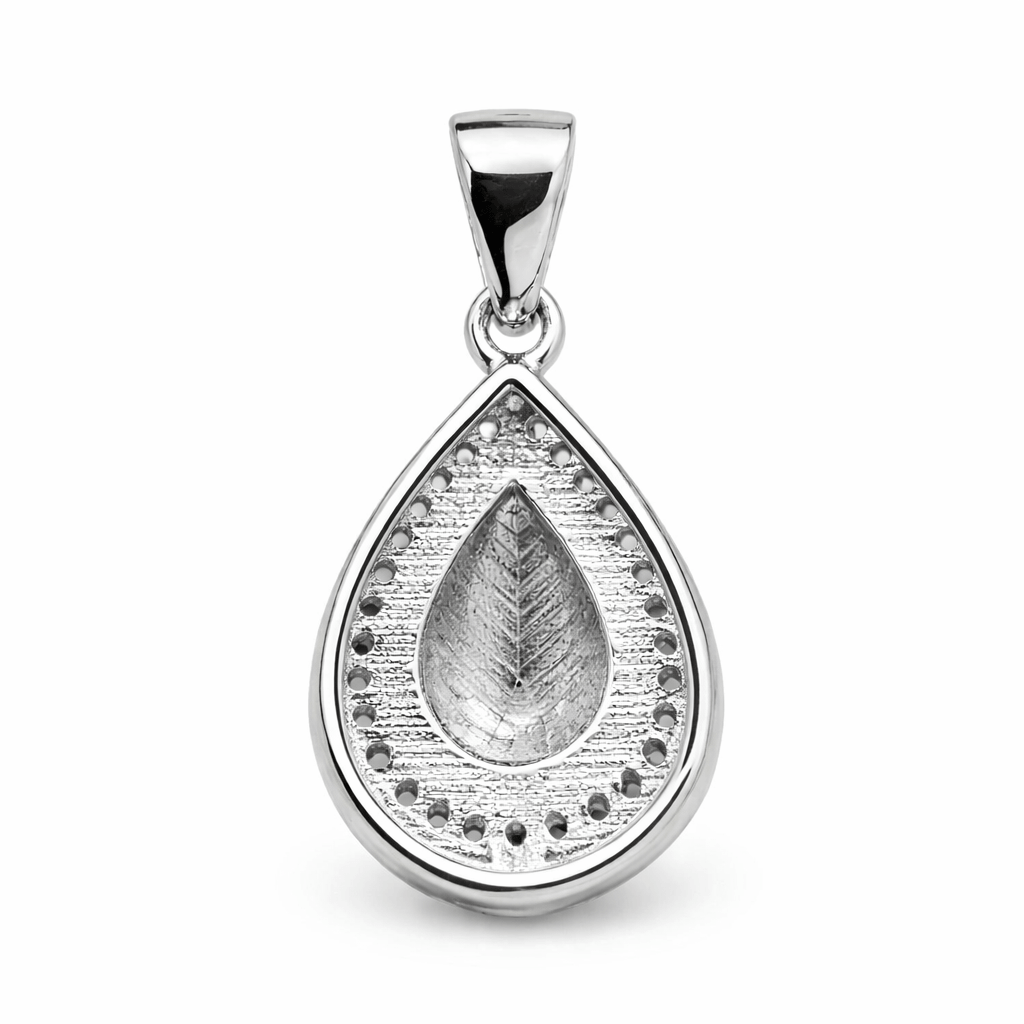 Red Teardrop Crystal Pendant Silver Tone Halo Statement Elegant Jewellery