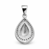 Red Teardrop Crystal Pendant Silver Tone Halo Statement Elegant Jewellery