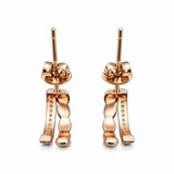 Rose Gold-Tone Textured Hoop Earrings with CZ Accent Dual Band Design
