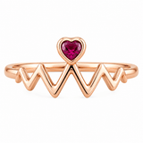 Rose Gold Heartbeat Ring with Heart CZ