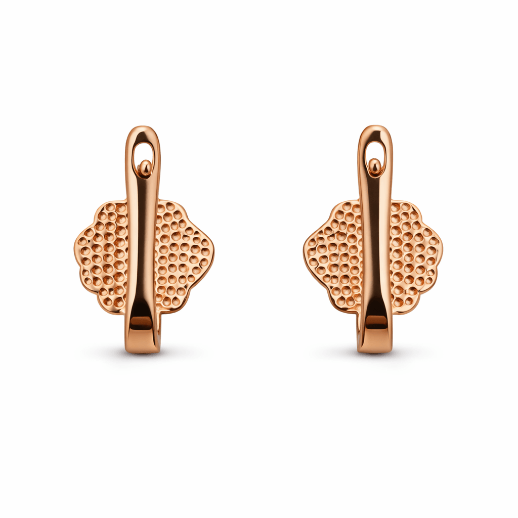 Rose Gold Tone Daisy Flower Earrings with Ladybug Enamel Detail