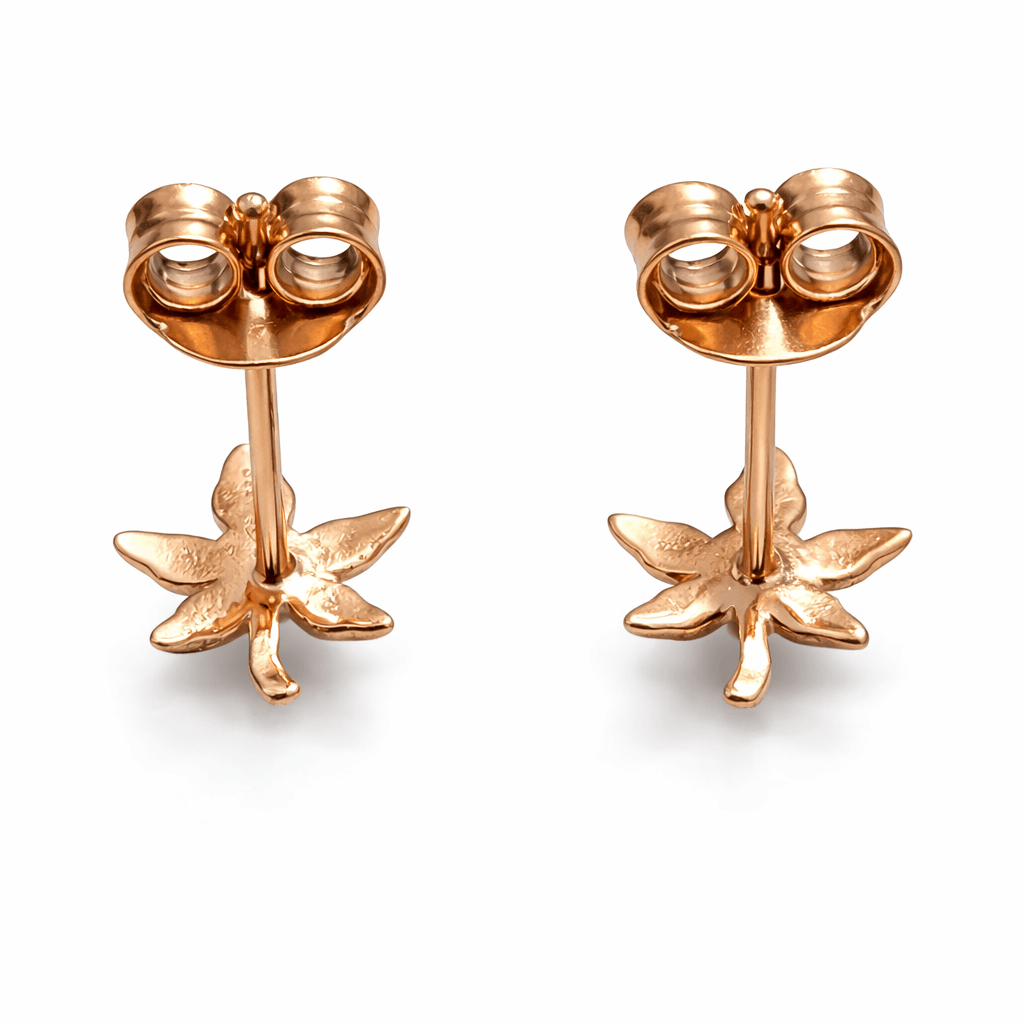 Rose Gold Tone Floral Stud Earrings with Pearl Center Elegant Design
