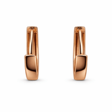 Rose Gold Tone Geometric Hoop Earrings with White Enamel Triangle Design