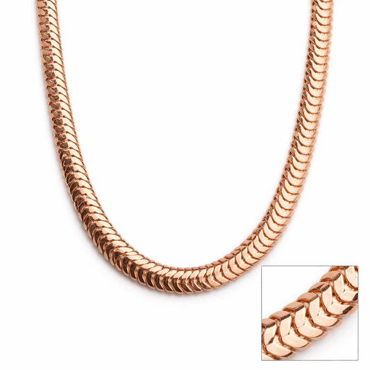 Rose Gold Tone Herringbone Chain Sleek Flat Bold High Shine Design