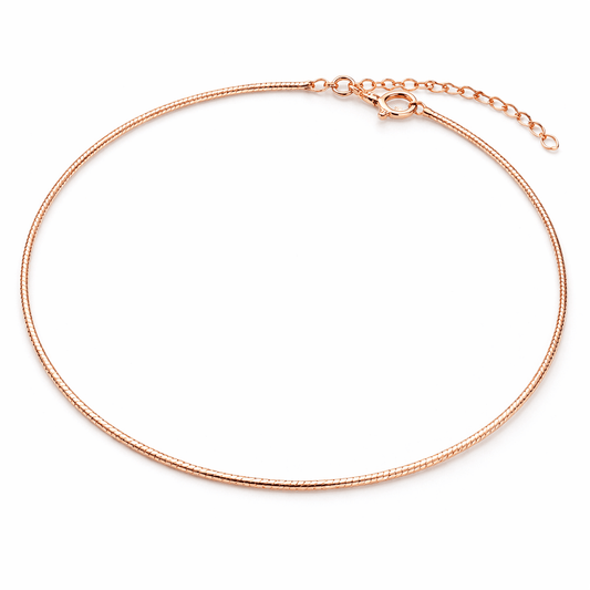 Rose Gold Tone Minimal Snake Chain Anklet with Adjustable Extension