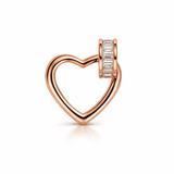 Rose Gold Tone Open Heart Pendant with Baguette Cut CZ Bail