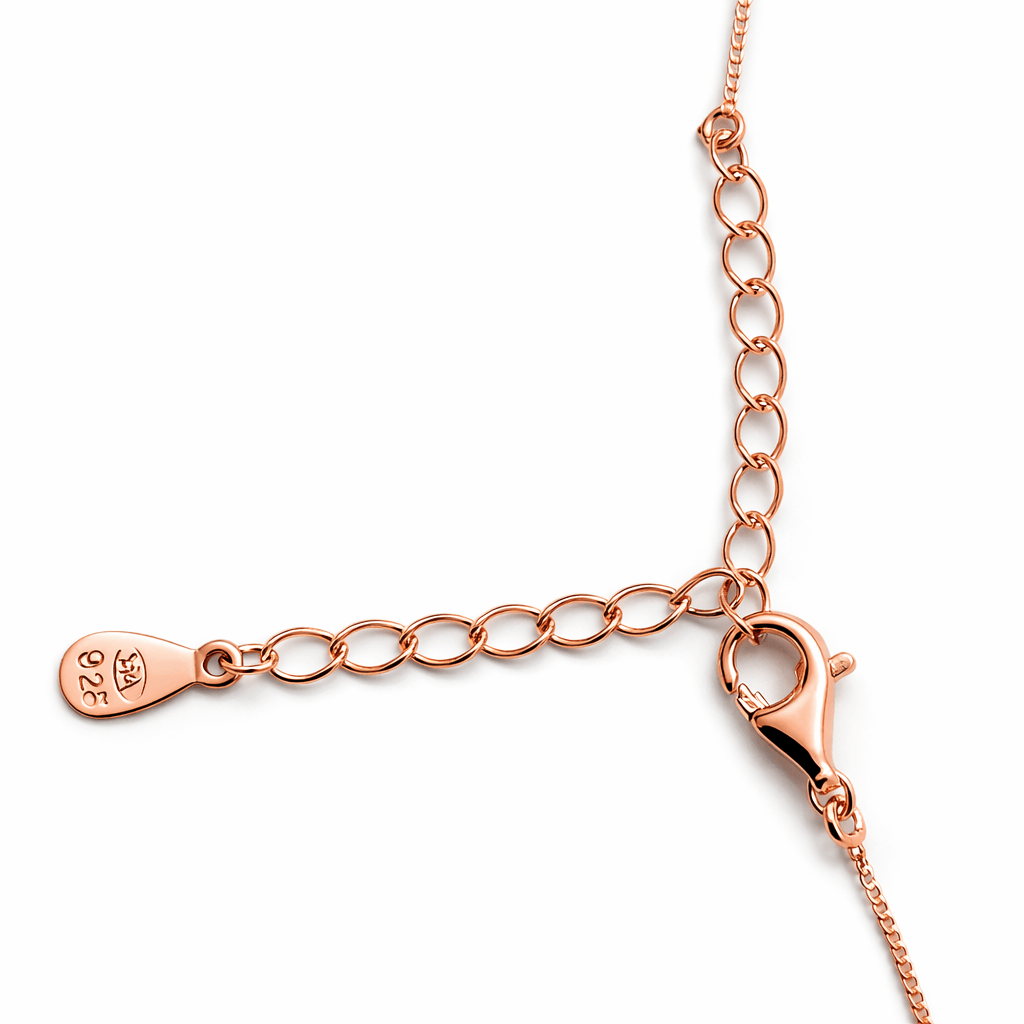 Rose Gold Tone Pearl Drop Pendant Necklace with CZ Halo Ring