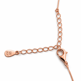 Rose Gold Tone Pearl Drop Pendant Necklace with CZ Halo Ring