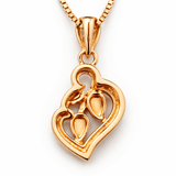 Rose Gold Tone Swan Heart Pendant Necklace with Sparkling Stones