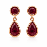 Rose Gold Tone Teardrop Drop Earrings with Ruby Red Stone Accent