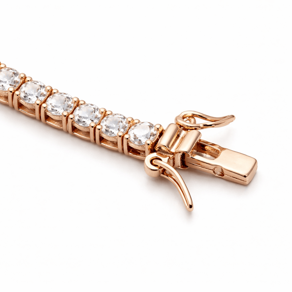 Rose Gold Tone Tennis Anklet with Continuous Sparkling Stone Line