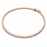 Rose Gold Tone Tennis Anklet with Continuous Sparkling Stone Line