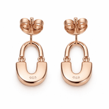Rose Gold Tone U-Shaped Drop Earrings with Layered Arc Design