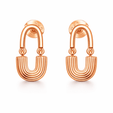 Rose Gold Tone U-Shaped Drop Earrings with Layered Arc Design