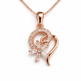 Rose Gold Heart Swirl Pendant Crystal Floral Elegant Designer Jewellery
