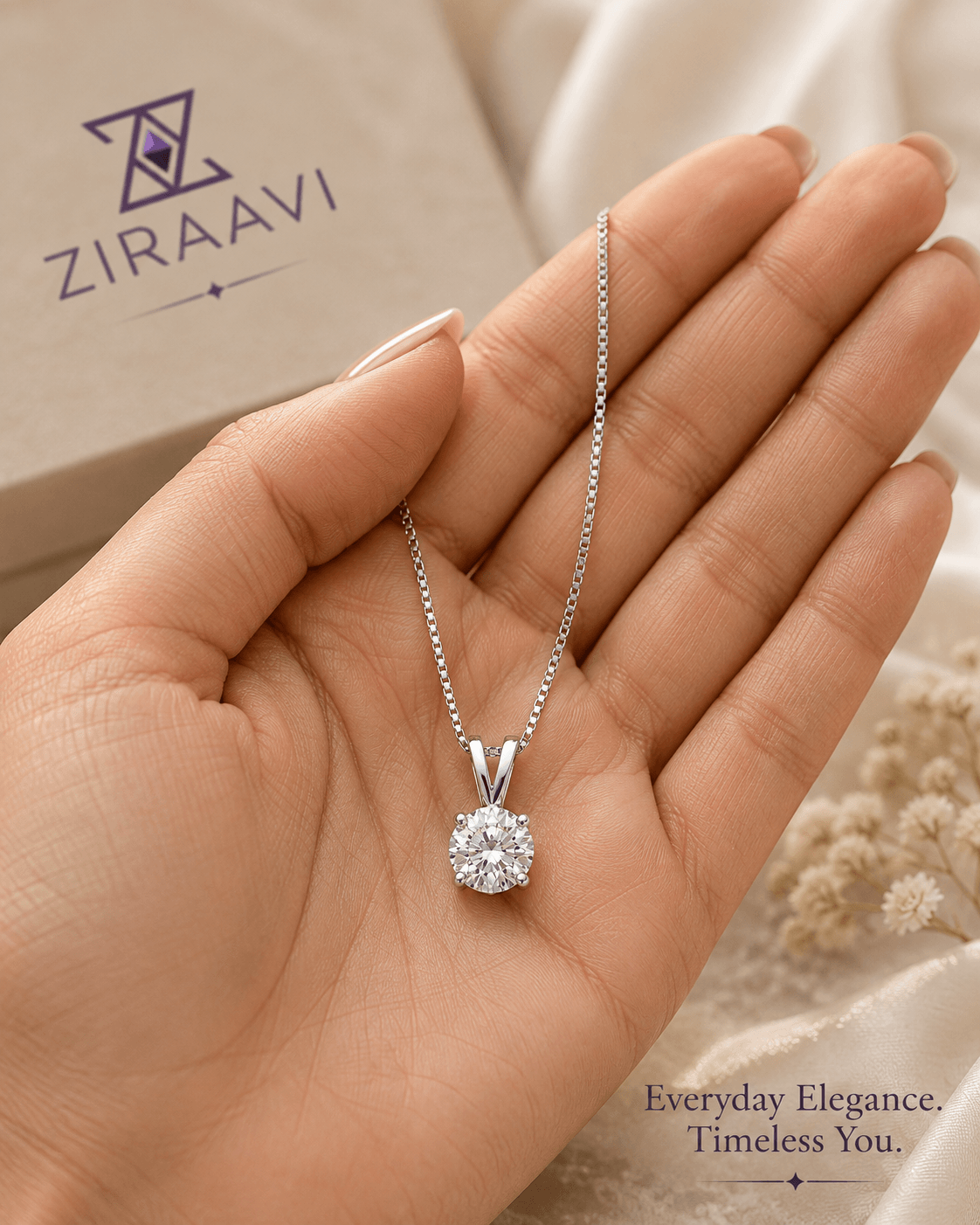 Round Solitaire Pendant Necklace