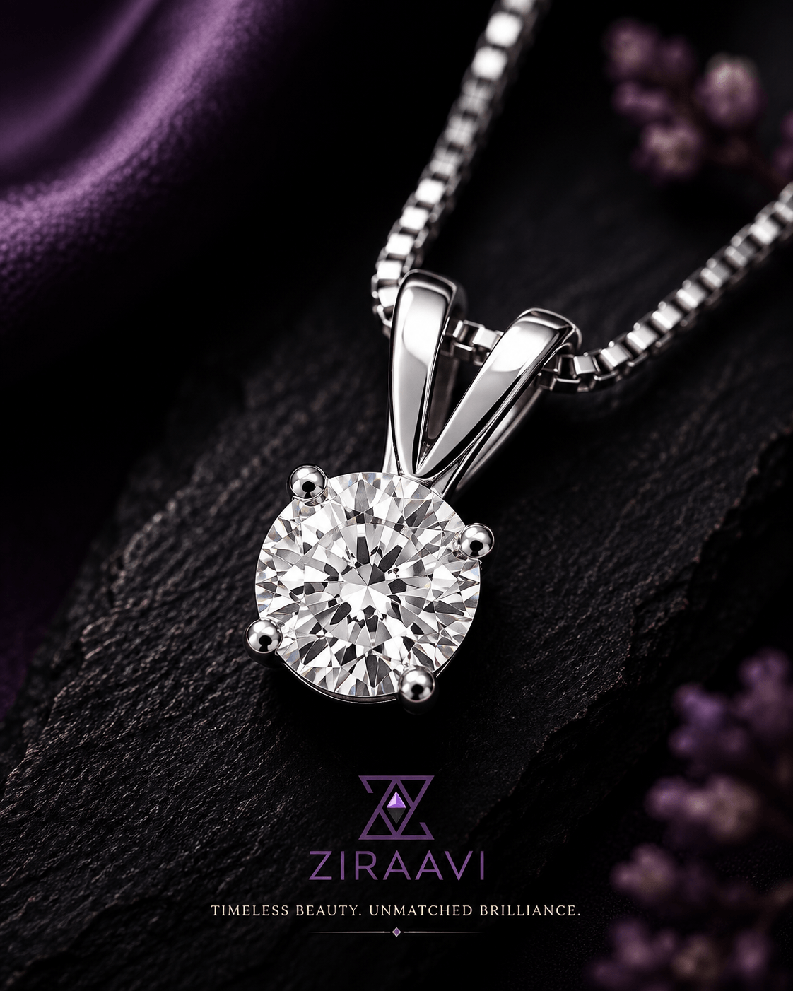 Round Solitaire Pendant Necklace