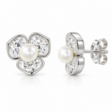 Pearl & Sparkle Flower Stud Earrings