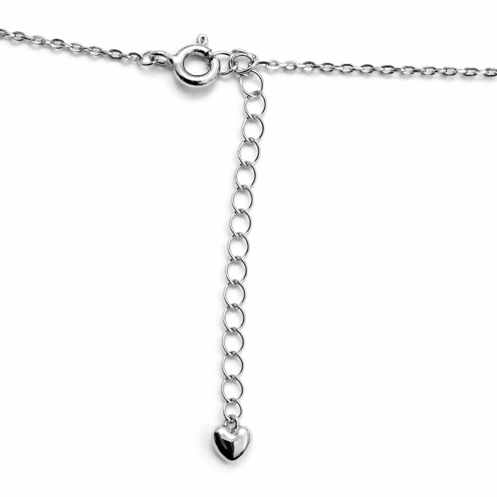 Silver-Tone Emerald Green Stone Floral Pendant Necklace with CZ Accents