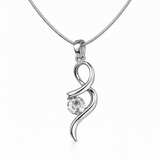 Silver Tone Abstract Swirl Pendant Round Crystal Minimal Elegant Jewellery