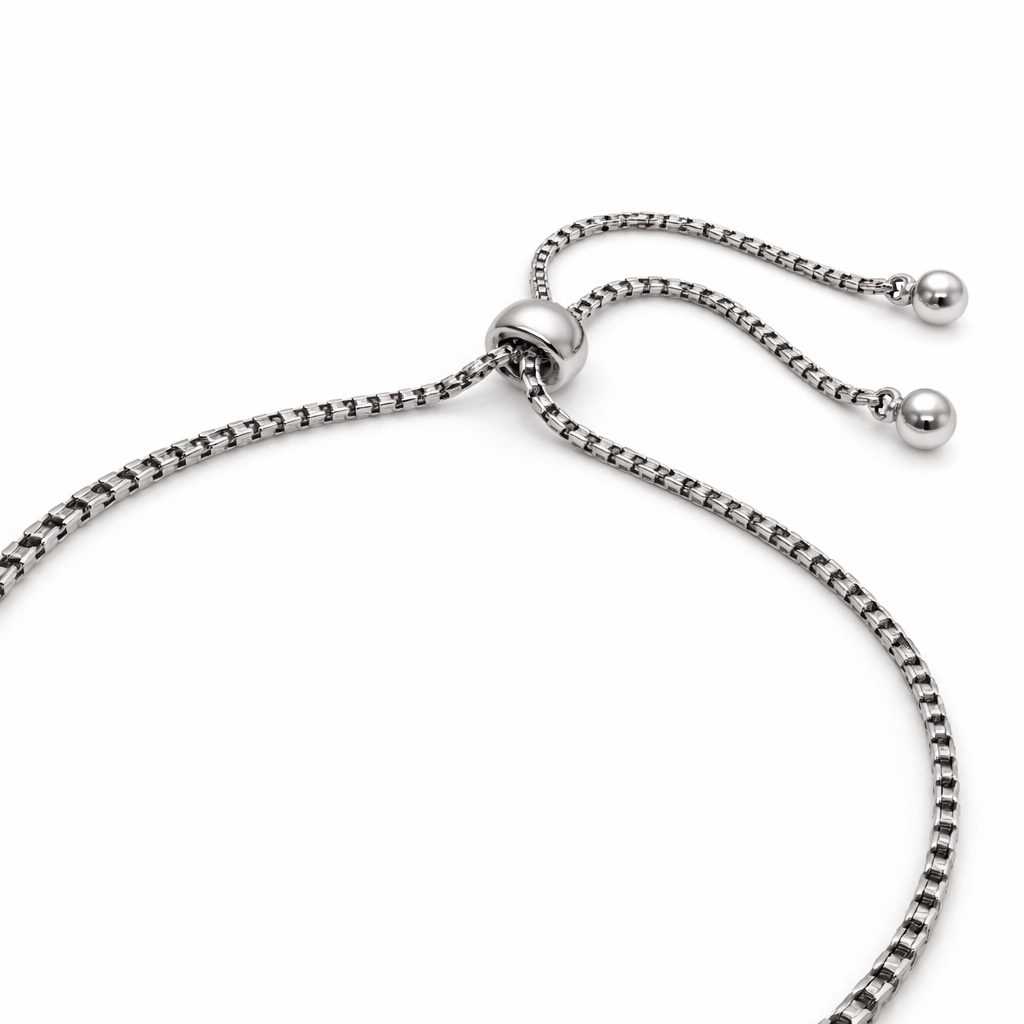 Silver Tone Adjustable Chain Bracelet with Textured Link Statement Design