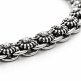Silver Tone Adjustable Chain Bracelet with Textured Link Statement Design