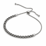 Silver Tone Adjustable Chain Bracelet with Textured Link Statement Design