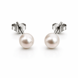 Silver Tone Classic Pearl Stud Earrings with Minimal Elegant Designs