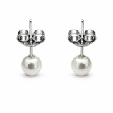 Silver Tone Classic Pearl Stud Earrings with Minimal Elegant Designs