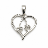 Silver Tone Dual Heart CZ Pendant with Interlinked Romantic Sparkle Design