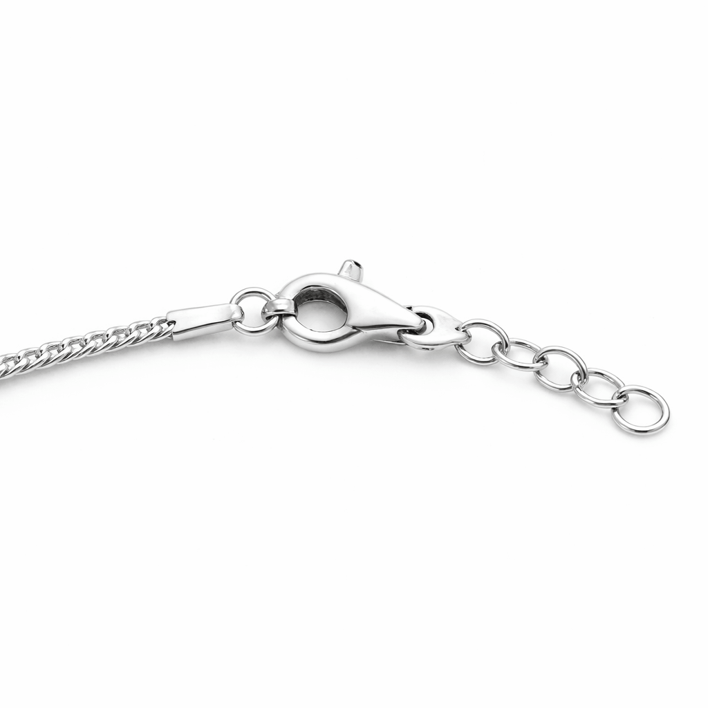 Silver Tone Evil Eye Charm Anklet with Blue Enamel Center