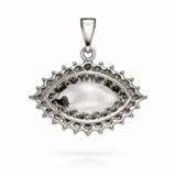 Silver Tone Evil Eye Pendant with CZ Halo Sparkle Statement Protection Design
