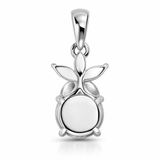 Silver Tone Floral Drop Pendant with Round Brilliant CZ Stone