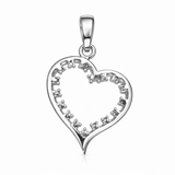 Silver Tone Heart Pendant Crystal Studded Elegant Romantic Minimal Jewellery