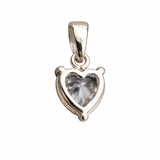 Silver Tone Heart Shape Solitaire CZ Pendant with Classic Minimal Sparkle