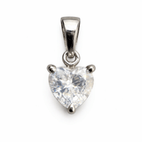 Silver Tone Heart Shape Solitaire CZ Pendant with Classic Minimal Sparkle
